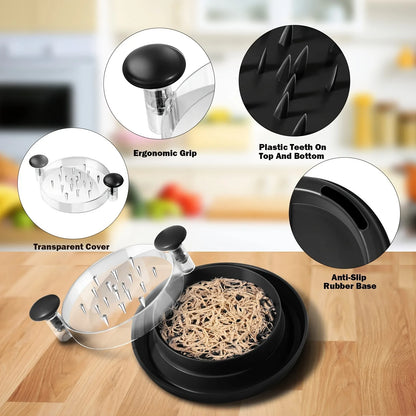 Chicken Shredder with Transparent Cover: Large Anti-Slip Rotating Tool for Chopping Chicken, Beef, Cabbage,Vegetables