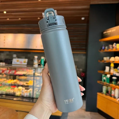 600ML/750ML Tyeso Thermos Bottle with Straw Stainless Steel Vacuum Flask Insulated Water Bottle Travel Cup Mug Termica