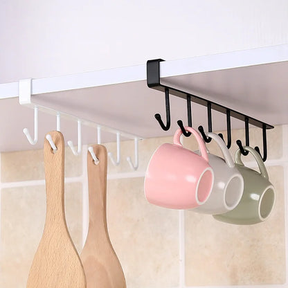 6 Hook Coffee Cup Mug Holder Black White Hooks