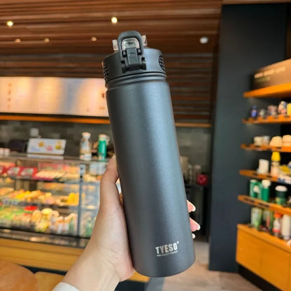 600ML/750ML Tyeso Thermos Bottle with Straw Stainless Steel Vacuum Flask Insulated Water Bottle Travel Cup Mug Termica