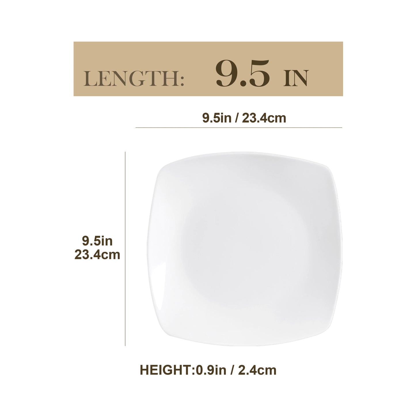 MALACASA 6 & 12 Piece White Square Porcelain Dinner Plate Set