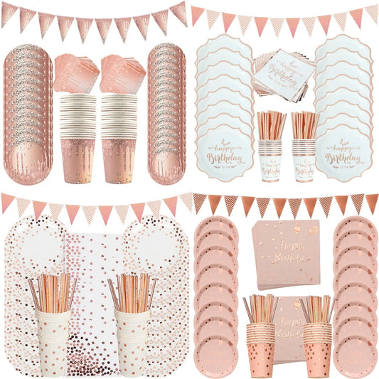 Rose Gold Disposable Paper Plate Cup