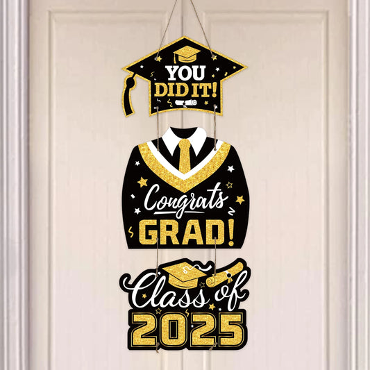 Graduation Door Hanging Decorations – Gown & Cap Design | 2025 Congrats Grad Party Supplies